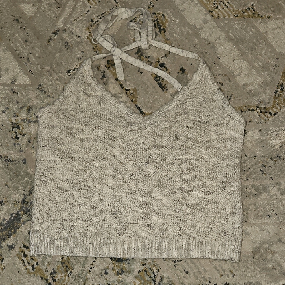 Women's Gray Knit Halter Crop Top